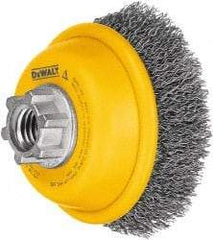 DeWALT - 6" Diam, 5/8-11 Threaded Arbor, Steel Fill Cup Brush - 0.014 Wire Diam, 1-3/8" Trim Length, 6,600 Max RPM - Strong Tooling