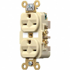 Hubbell Wiring Device-Kellems - 250 VAC 15A NEMA 6-15R Industrial Grade Ivory Straight Blade Duplex Receptacle - Strong Tooling