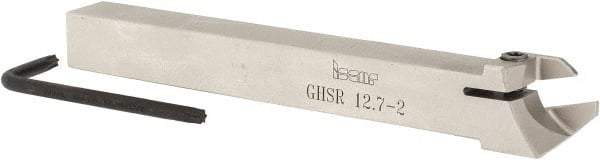 Iscar - GHS, External, Right Hand, 1" Max Depth of Cut, 0.087 to 1/8" Groove Width, Indexable Grooving Tool Holder - GIG, GIM, GIP, TIP Insert Compatibility, 1/2" Shank Height, 1/2" Shank Width, 4.72" OAL - Strong Tooling