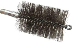 Schaefer Brush - 4-1/2" Brush Length, 3" Diam, Double Stem, Double Spiral Tube Brush - 7-1/4" Long, Stainless Steel, 1/4" NPSM Male Connection - Strong Tooling