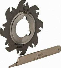 Iscar - Arbor Hole Connection, 0.049" Cutting Width, 0.7" Depth of Cut, 3" Cutter Diam, 1" Hole Diam, 8 Tooth Indexable Slotting Cutter - SGSF Toolholder, GSFN, GSFU Insert - Strong Tooling