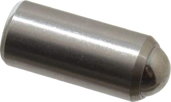 Gibraltar - 11/16" Body Length x 5/16" Body Diam, 2 Lb Init to 5 Lb Final End Force, Stainless Steel Press Fit Ball Plunger - 1/4" Ball Diam, 0.09" Max Ball Reach, +0.0010; +0.0020" Tolerance - Strong Tooling