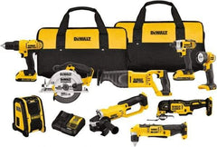 DeWALT - 20 Volt Cordless Tool Combination Kit - Includes 1/2" Compact Drill/Driver, 1/4" Impact Driver, Cut-off Tool/Grinder, Reciprocating Saw, 6-1/2 Circular Saw, LED Worklight & Bluetooth Speaker, Lithium-Ion Battery Included - Strong Tooling