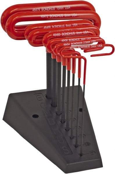 Bondhus - 8 Piece T-Handle Cushion Grip Hex Key Set - Hex Range 2 to 10mm, Protanium High Torque Steel - Strong Tooling