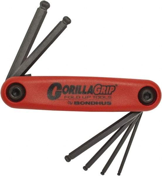 Bondhus - 6 Piece Fold-Up Hex Key Set - Hex Range 2 to 6mm, Protanium High Torque Steel - Strong Tooling