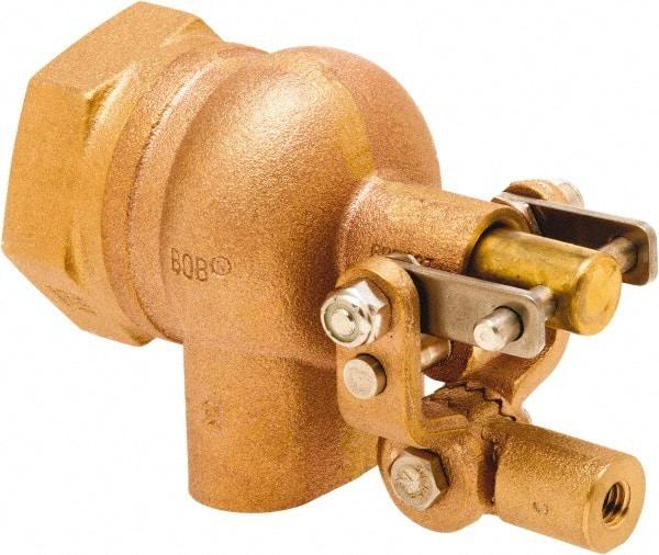 Control Devices - 1" Pipe, Brass, Angle Pattern-Single Seat, Mechanical Float Valve - 115 psi, FIP End Connections - Strong Tooling