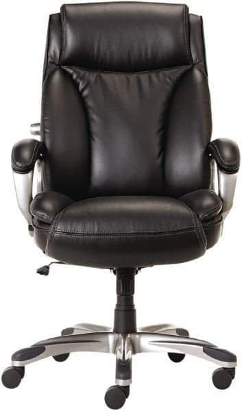 ALERA - 44-1/8 to 47" High Executive High Back Leather Chair - 27" Wide x 30-3/8" Deep, Leather Seat, Black - Strong Tooling