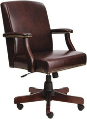 ALERA - 36-5/8 to 42-7/8" High Mid Back Chair - 26" Wide x 28" Deep, Vinyl Seat, Mahogany - Strong Tooling