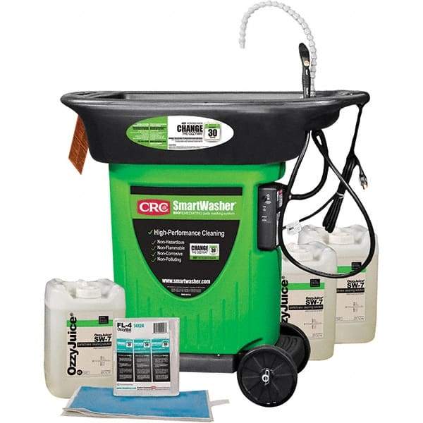 CRC - Free Standing Water-Based Mobile Parts Washer Kit - 25 Gal Max Operating Capacity, Plastic Tank, 42" Long x 48" Wide - Strong Tooling