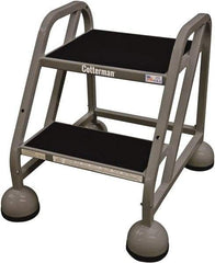 Cotterman - 33" 3 Step Rolling Warehouse Ladder - Rolling Steel Office Ladder, 450 Lb Capacity, 27" Platform Height, 25" Base Width x 34" Base Depth, Rubber Matted - Strong Tooling