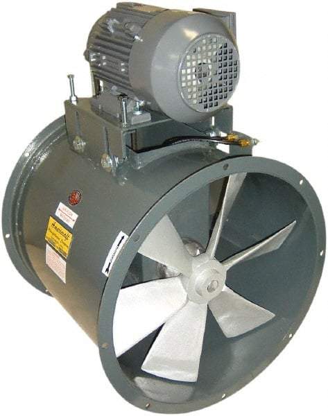 Americraft - 1 hp 24" TEFC Wet Location Belt Drive Tube Axial Duct Fan - 7,425 CFM at 0 Static Pressure, 1,725 RPM, Single Phase - Strong Tooling