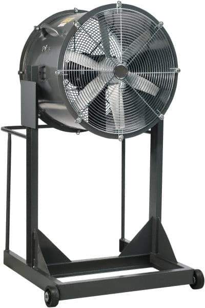 Americraft - 36" Blade, 3 hp, 20,500 CFM, High Floor Stand Industrial Circulation Fan - Floor Stand, 230/460 Volts, 1 Speed - Strong Tooling