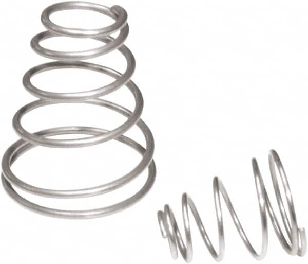 Associated Spring Raymond - 15.24mm OD, 0.9mm Wire, 1/2" Free Length, Cone Spring - 8.64 Lb Spring Rating, 16.55 N Max Work Load, Stainless Steel - Strong Tooling