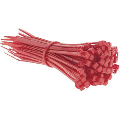 Value Collection - 4" Long Red Nylon Standard Cable Tie - 18 Lb Tensile Strength, 21mm Max Bundle Diam - Strong Tooling