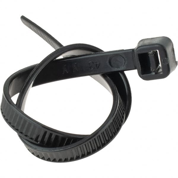 Value Collection - 8" Long Black Nylon Standard Cable Tie - 50 Lb Tensile Strength, 54mm Max Bundle Diam - Strong Tooling