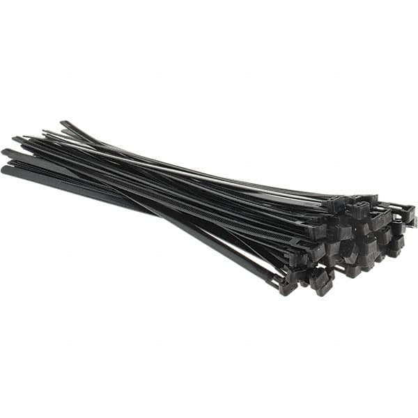 Value Collection - 11.7" Long Black Nylon Standard Cable Tie - 50 Lb Tensile Strength, 80mm Max Bundle Diam - Strong Tooling