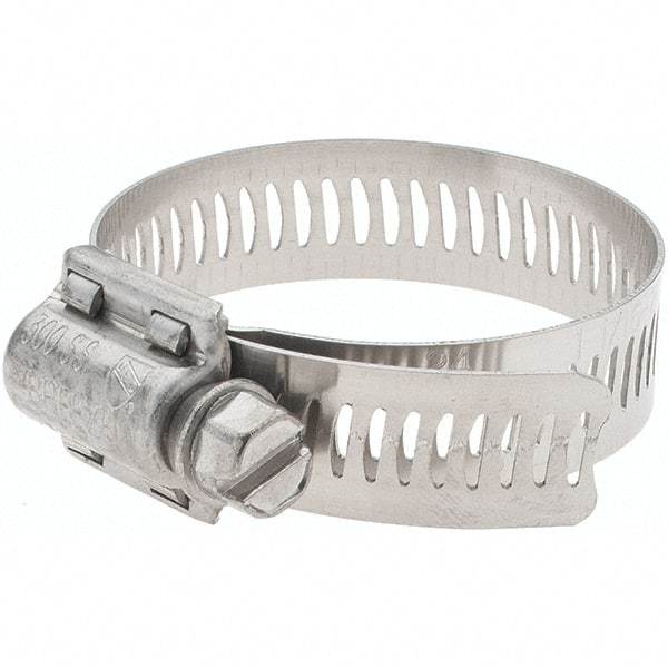 Made in USA - SAE Size 24, 1-1/16 to 2" Diam, Stainless Steel Worm Drive Clamp - 1/2" Wide, Series SAE J1508 Type F - Strong Tooling