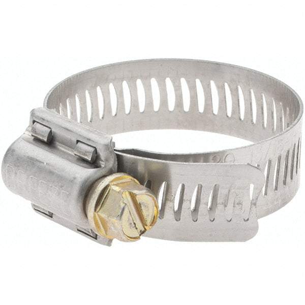 Made in USA - SAE Size 20, 13/16 to 1-3/4" Diam, Stainless Steel Worm Drive Clamp - Strong Tooling