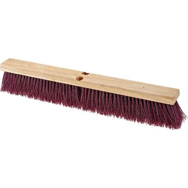 Value Collection - 24" Combo Duty Polypropylene Push Broom - 3" Bristle Length, Wood Block, Threaded Handle Connection, Handle Sold Separately - Strong Tooling