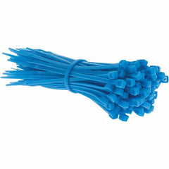 Value Collection - 4" Long Blue Nylon Standard Cable Tie - 18 Lb Tensile Strength, 21mm Max Bundle Diam - Strong Tooling