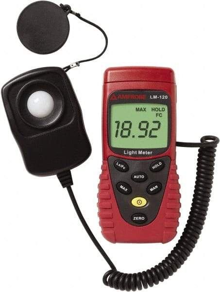 Amprobe - 9 Volt Battery, 20 to 20,000 FC, LCD Display, Silicone Photodiode Light Meter - 3 Accuracy, Compatible with All Visible Light Lighting, Built In Memory - Strong Tooling