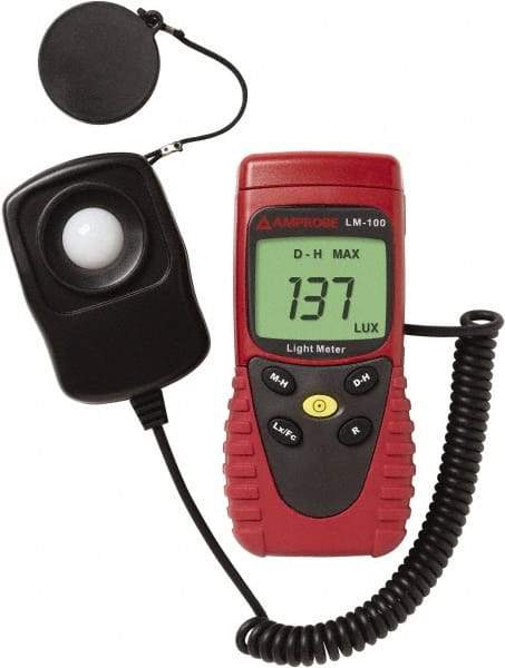 Amprobe - 9 Volt Battery, 20 to 20,000 FC, LCD Display, Silicone Photodiode Light Meter - 5 Accuracy, Compatible with All Visible Light Lighting, Built In Memory - Strong Tooling