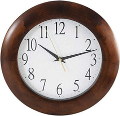 Hon - 9" Diam, White Face, Dial Wall Clock - Analog Display, Cherry Case, Runs on AA Battery - Strong Tooling