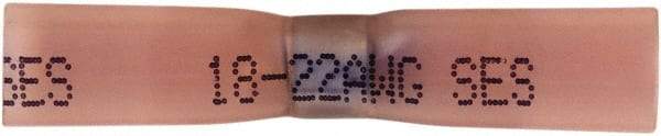 Made in USA - 22 to 18 AWG Compatible, Heat Shrink & Polyolefin Fully Insulated, Solder Butt Splice Terminal - Red - Strong Tooling