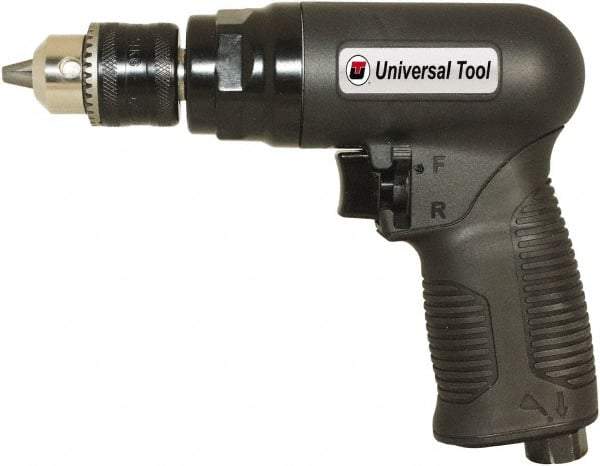 Florida Pneumatic - 3/8" Reversible Keyed Chuck - Pistol Grip Handle, 1,800 RPM, 4 CFM, 0.75 hp, 90 psi - Strong Tooling