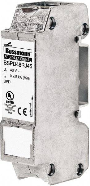 Cooper Bussmann - 1 Pole, 1 Phase, 76.91mm Long x 19mm Wide x 36.15mm Deep, Hardwired Surge Protector - DIN Rail Mount, 48 V, 34 VDC, 48 VAC Operating Voltage, 10 kA Surge Protection - Strong Tooling