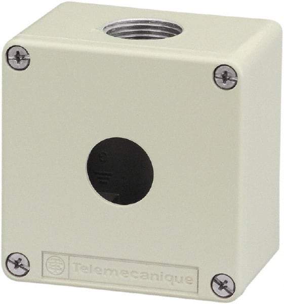 Schneider Electric - 1 Hole, 1.58 Inch Hole Diameter, Zinc Alloy Pushbutton Switch Enclosure - 3.15 Inch High x 3.15 Inch Wide x 2.03 Inch Deep, 4, 13 NEMA Rated - Strong Tooling