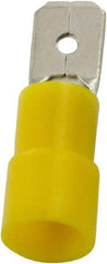 Value Collection - 12 to 10 AWG, PC, Partially Insulated, Male Wire Disconnect - 1/4" Wide Tab, Yellow, cUL Listed, RoHS Compliant, UL Listed - Strong Tooling