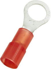 Value Collection - 8 AWG Partially Insulated Crimp Connection Circular Ring Terminal - 1/2" Stud, 41mm OAL x 20mm Wide - Strong Tooling