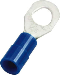 Value Collection - 16-14 AWG Partially Insulated Crimp Connection D Shaped Ring Terminal - #10, 6 & 8 Stud, 25.3mm OAL x 8.6mm Wide, Copper Contact - Strong Tooling