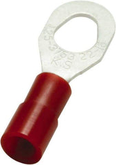 Value Collection - 22-16 AWG Partially Insulated Crimp Connection D Shaped Ring Terminal - #10, 6 & 8 Stud, 25.3mm OAL x 8.6mm Wide, Copper Contact - Strong Tooling