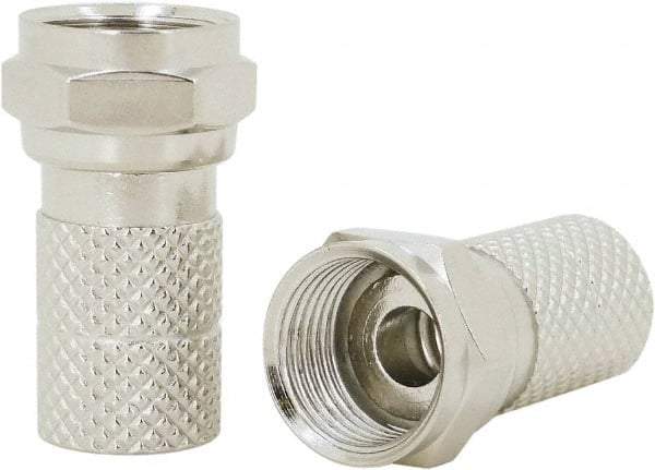 Ideal - Straight, F Type Crimp Coaxial Connector - Compatible with RG6, Brass Contact, Brass Body - Strong Tooling