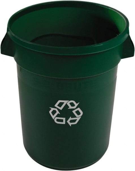 Rubbermaid - 32 Gal Green Round Recycling Container - Polyethylene, 59" High - Strong Tooling