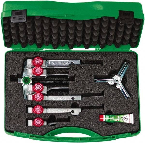 KUKKO - 9 Piece, 5 Ton Capacity, 1-7/16 to 3-9/16" Spread, Multi-Purpose Puller Set - 1 Bolt, 6 Jaws, 9" OAL, 8" Reach - Strong Tooling