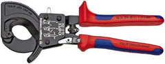 Knipex - 10" OAL, 2" Capacity, Cable Cutter Pliers - Ratchet Head, Comfort Grip Handles, with Spring - Strong Tooling