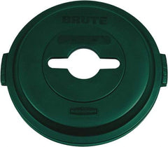 Rubbermaid - Round Lid for Use with 32 Gal Round Recycle Containers - Green, Polyethylene, For Brute Trash Cans - Strong Tooling