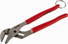 Proto - 10" OAL, 1-19/32" Jaw Width, 6 Position Tethered Tongue & Groove Pliers - V-Jaws, Vinyl Handles - Strong Tooling