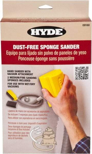 Hyde Tools - 3' Hose Length, Sanding Sponge - Use With Shop Vacs - Strong Tooling