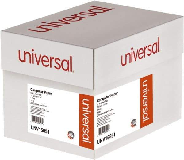 UNIVERSAL - 14-7/8" x 11" White & Green Computer Paper - Use with Tractor-Feed Printers - Strong Tooling