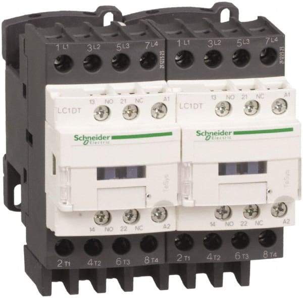 Schneider Electric - 4 Pole, 24 Coil VAC at 50/60 Hz, 40 Amp at 440 VAC, Reversible IEC Contactor - Bureau Veritas, CCC, CSA, CSA C22.2 No. 14, DNV, EN/IEC 60947-4-1, EN/IEC 60947-5-1, GL, GOST, LROS, RINA, RoHS Compliant, UL 508, UL Listed - Strong Tooling