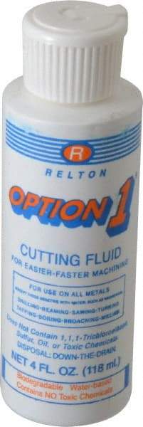 Relton - Option1, 4 oz Bottle Cutting Fluid - Water Soluble, For Cleaning, Machining - Strong Tooling