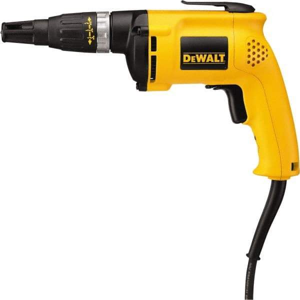 DeWALT - Pistol Grip Handle, 5,300 RPM, 60 In/Lb Torque, Electric Screwdriver - 1/4" Bit Holder, 120 Volts, 6 Amps - Strong Tooling