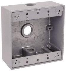 Thomas & Betts - 2 Gang, (3) 3/4" Knockouts, Aluminum Square Outlet Box - 4-9/16" Overall Height x 4-5/8" Overall Width x 2-1/16" Overall Depth, Weather Resistant - Strong Tooling