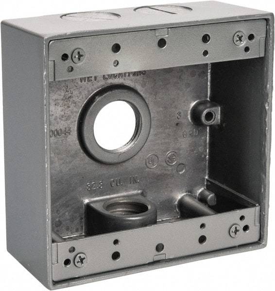 Thomas & Betts - 2 Gang, (4) 3/4" Knockouts, Aluminum Square Outlet Box - 4-9/16" Overall Height x 4-5/8" Overall Width x 2-1/16" Overall Depth, Weather Resistant - Strong Tooling