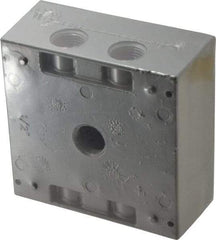 Thomas & Betts - 2 Gang, (5) 1/2" Knockouts, Aluminum Square Outlet Box - 4-9/16" Overall Height x 4-5/8" Overall Width x 2-1/16" Overall Depth, Weather Resistant - Strong Tooling