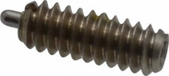 Vlier - 6-32, 3/8" Thread Length, 1/16" Plunger Projection, Stainless Steel Threaded Spring Plunger - 0.044 - 0.045" Max Plunger Diam, 3/8" Plunger Length, 1 Lb Init End Force, 1.6 Lb Final End Force - Strong Tooling